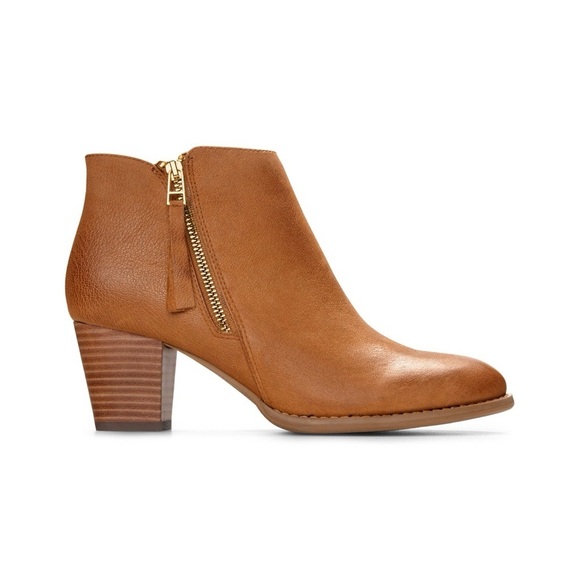 Vionic • Sterling Bootie heeled ankle boot Saddle tan leather zip - Picture 1 of 12